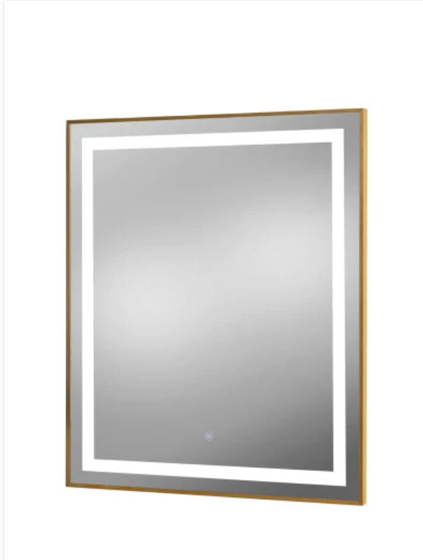 Gold-framed LED vanity mirror