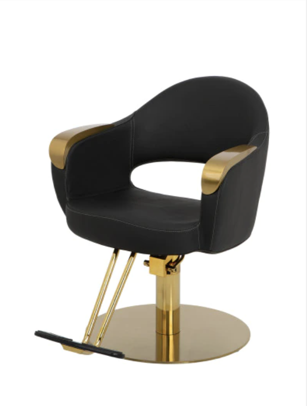 Black and gold hydraulic salon chair